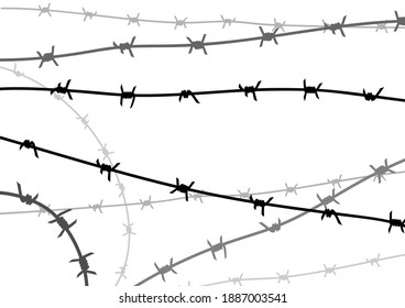 Barbed wire on white background. Vector illustration.