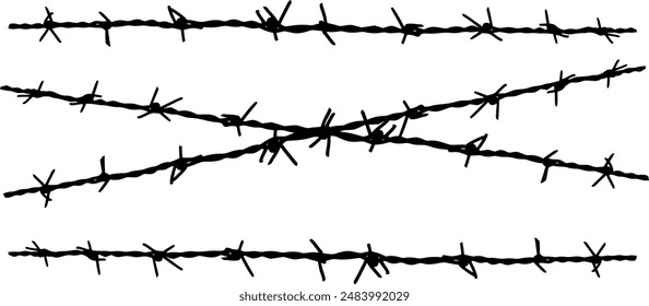 barbed wire on a white background