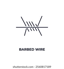 barbed wire outline icon. Linear vector from army and military concept. Thin line barbed wire icon isolated on white background