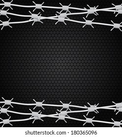 barbed wire over black background vector illustration