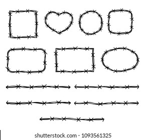 Barbed Wire Pattern And Flame Vector Set