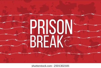 Barbed Wire Prison Break Concept. Correctional institution escape concept vector