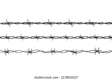 Barbed wire. Protective boundary. Protection concept design. Vector fence seamless illustration isolated on white