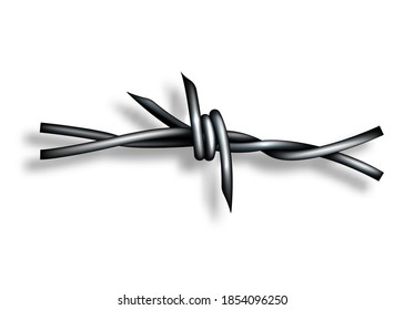 Barbed Wire realistische Symbol, Logo für politisches Poster. Protest gegen Gewalt und Ungerechtigkeit, Kampf für Freiheit, Kampf für Menschenrechtskonzept, Vektorgrafik einzeln auf weißem Hintergrund 
