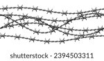 Barbed wire seamless pattern. Sharp barbwire border chain.