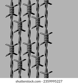 Barbed wire seamless pattern. Sharp barbwire border chain.