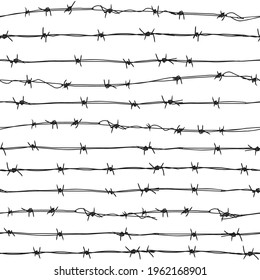 Barbed wire seamless vector pattern. A modern trend pattern for design. Geometric actual pattern made of steel wire