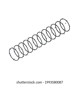 Barbed wire security fence on white background isometric vector illustration