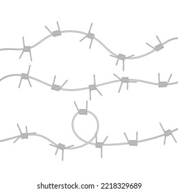 Barbed wire set. Isolated barbed wire on white background. Vector format