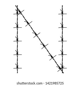 barbed wire shape alphabet n