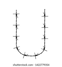 barbed wire shape alphabet u