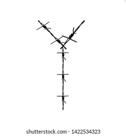 barbed wire shape alphabet y