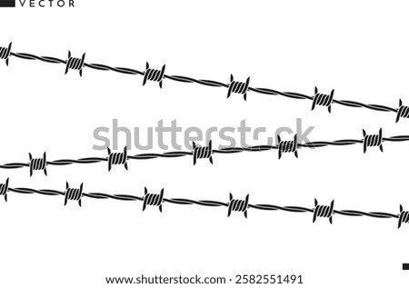 Barbed wire silhouette. Abstract prison vector illustration 