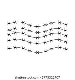 Barbed wire silhouette against a white background