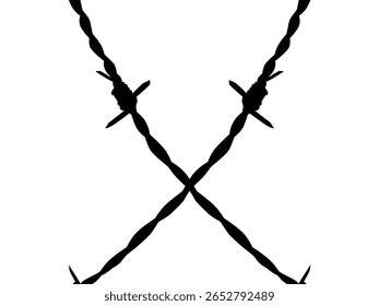Silhueta de arame farpado, pode usar para ilustração de arte, decoração, padrão, ornamentado ou elemento de design gráfico. Ilustração de vetor 