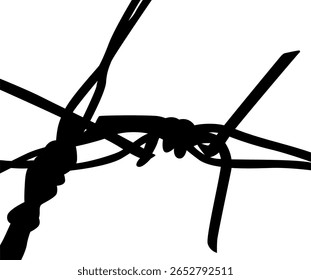 Silhueta de arame farpado, pode usar para ilustração de arte, decoração, padrão, ornamentado ou elemento de design gráfico. Ilustração de vetor 