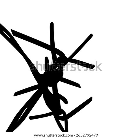 Barbed Wire Silhouette, can use for art illustration, decoration, pattern, ornate or graphic design element. Vector Illustration 