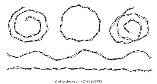 barbed wire silhouette collection, set of barbwire