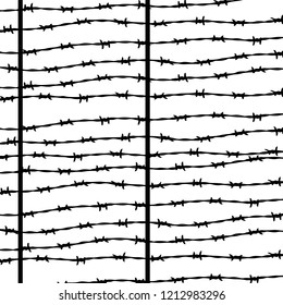 Barbed wire, silhouette for design on white background, vector