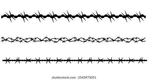 Barbed Wire Silhouette Isolated Fence Wire Mesh Illustration