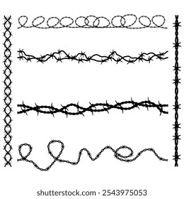 Barbed Wire Silhouette Isolated Fence Wire Mesh Illustration