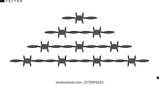 Barbed wire silhouette. Isolated barbed wire on white background