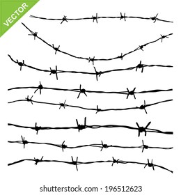 Barbed wire silhouettes vector 