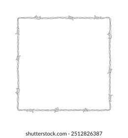 Vetor de contorno de moldura quadrada de arame farpado