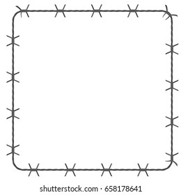 Barbed wire square border. Vector illustration isolated on white background