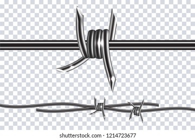Barbed wire - symbol restraint, restricted area, refer to the boundaries of territory. Barb wire realistic 3d vector element isolated on transparent background for protection concept design