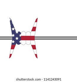 barbed wire USA flag vector concept