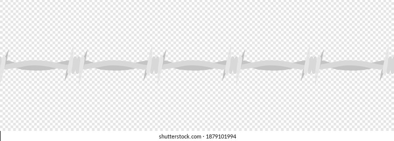 Barbed wire vector danger barrier with spikes, barbwire horizontal seamless flat vector illustration.