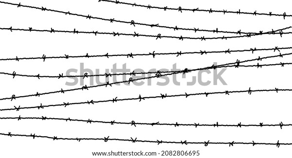 Barbed wire vector fence
barbwire border chain. Prison line war barb background metal
silhouette