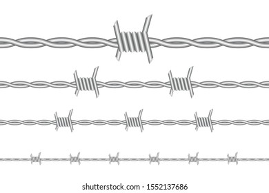 Barbed wire vector illustration isolated on white background. 