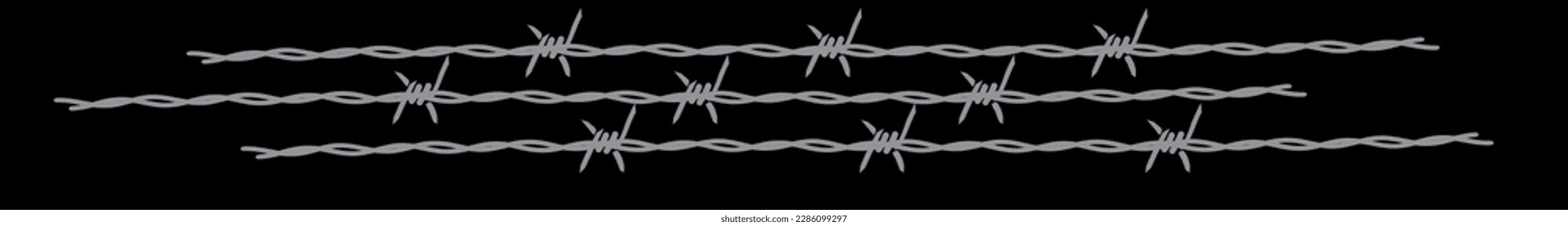 Barbed wire Vector illustration isolated on white background. wire barb fence background, Protection Barbed wire silhouettes, Barbed wire set, kambi veli or mullu veli (in malayalam translation)