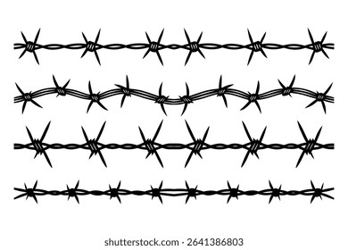 Barbed wire vector illustration isolated on white background for security and protection concepts