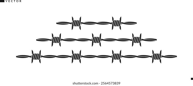Barbed wire vector. Isolated barbed wire on white background