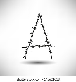 Barbed Wire Vector Letter A Symbol