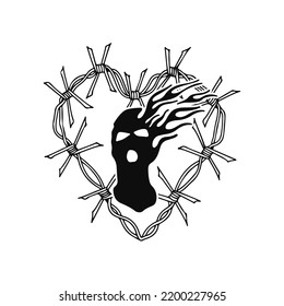 barbed wire vector with mask