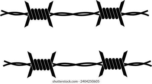 Barbed wire. Vector on white background. Seamless icon on white background