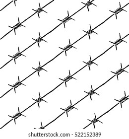 Barbed Wire. Vector Pattern Barbed Wire. Hand Drawn.