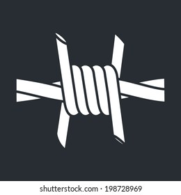 Barbed wire vector sign isolated on dark background