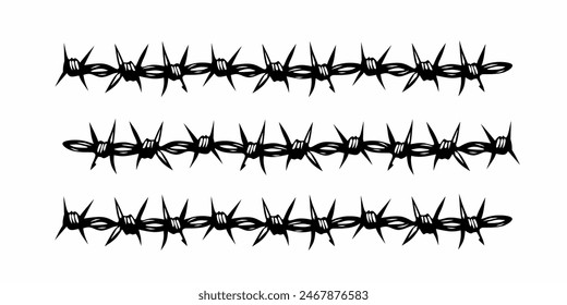 alambre de púas. Señal con cable o cables. Icono de púas Ilustración vectorial.