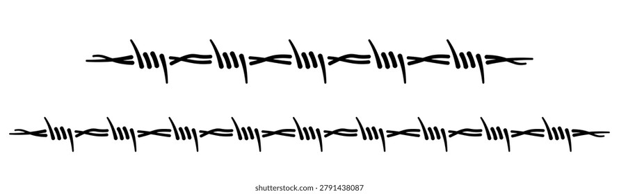 Barbed wire Y2K with straight gothic black spikes pattern. Vector illustration design