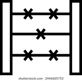icono de alambres de púas. Diseño de estilo lineal delgado aislado sobre fondo blanco