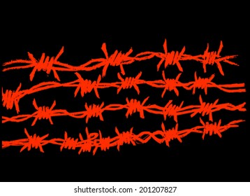  barbed wires on black background