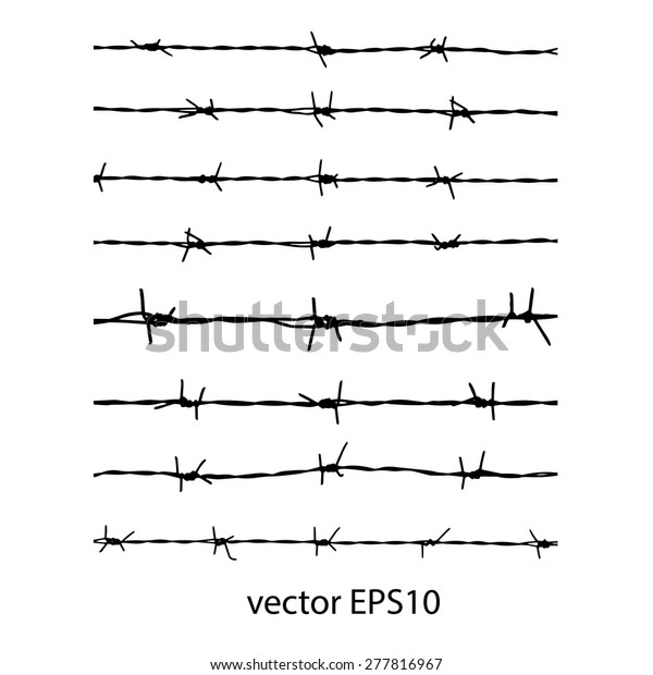 Barbed Wires Silhouette On White Background Stock Vector (Royalty Free ...