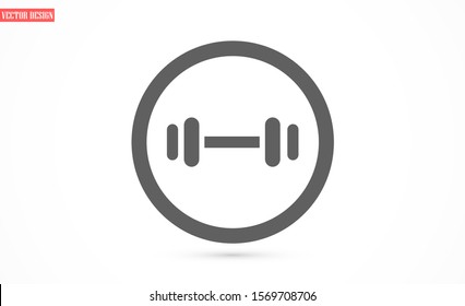 Barbel, Dumbbell Gym Icon Logo Template Illustration Design. Vector EPS 10. Barbell / Dumbell Gym Icon Vector.Barbell weight training equipment flat vector icon for exercise apps and websites