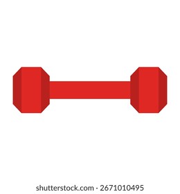 Barbel, Dumbbell Gym Icon red silhouette on white background. Dumbbell for gym sign design. Gym and fitness concept. Dumbbell icon pictogram vector eps illustration isolated on white background.