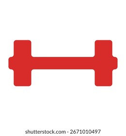 Barbel, Dumbbell Gym Icon red silhouette on white background. Dumbbell for gym sign design. Gym and fitness concept. Dumbbell icon pictogram vector eps illustration isolated on white background.